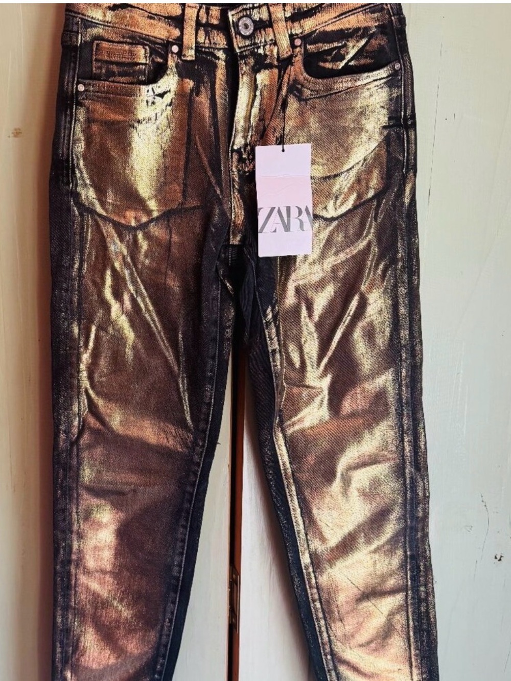 Zara Shimmering Bronze Skinny Jeans